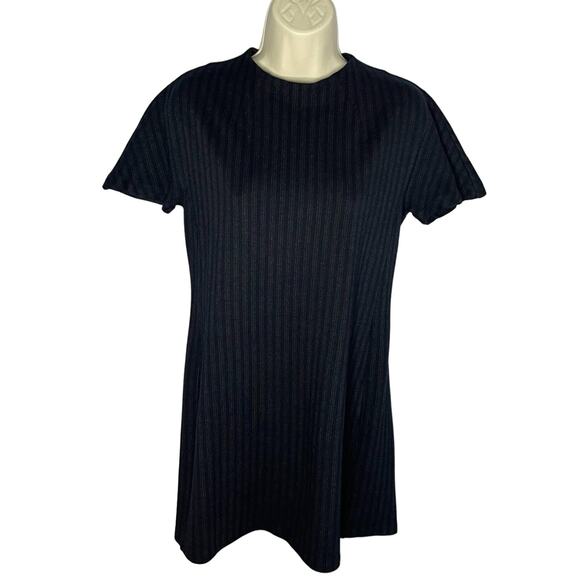 Theory Dolman Short Sleeve Shift Dress Pale Stripe Knit Short Sleeve Career M - Picture 2 of 10